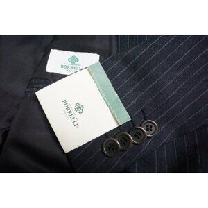 Borrelli Nerano Gray Striped 100% Wool 2 Pc Suit Jacket Pants Sz 42R BRAND NEW